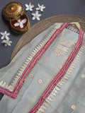 Indiehaat|Kota Doria Gota Patti Gray Suit(Top+Bottom+Dupatta)