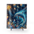 Glowing Dolphin Jellyfish Shower Curtain | Ocean Coastal Bathroom Decor