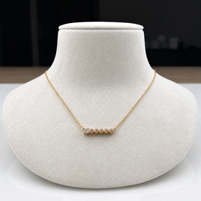 Gold Bar Diamond Necklace | Minimalist Pendant