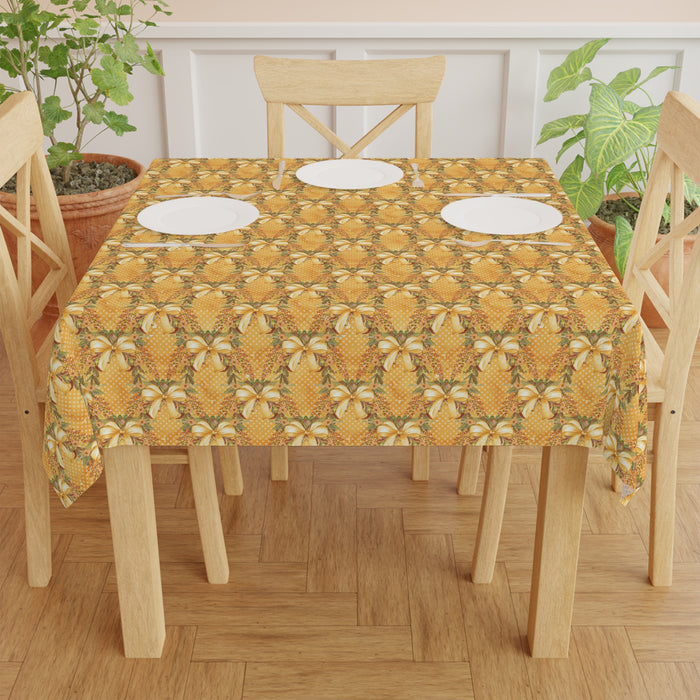Gold Bow Pattern Tablecloth Holiday Décor