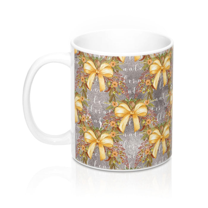 Gold Bows Coffee Mug 11oz, Fall Decor