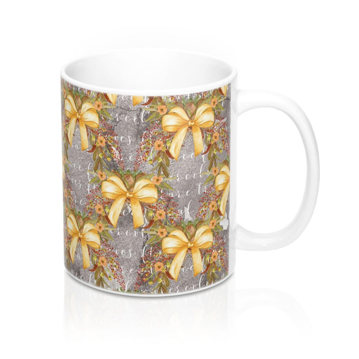Gold Bows Coffee Mug 11oz, Fall Decor