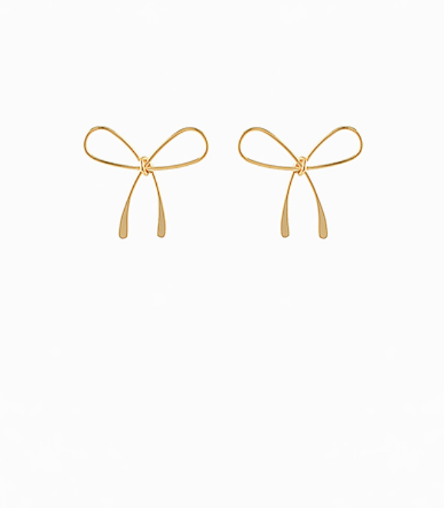 Gold Wire Bow Tie Earring