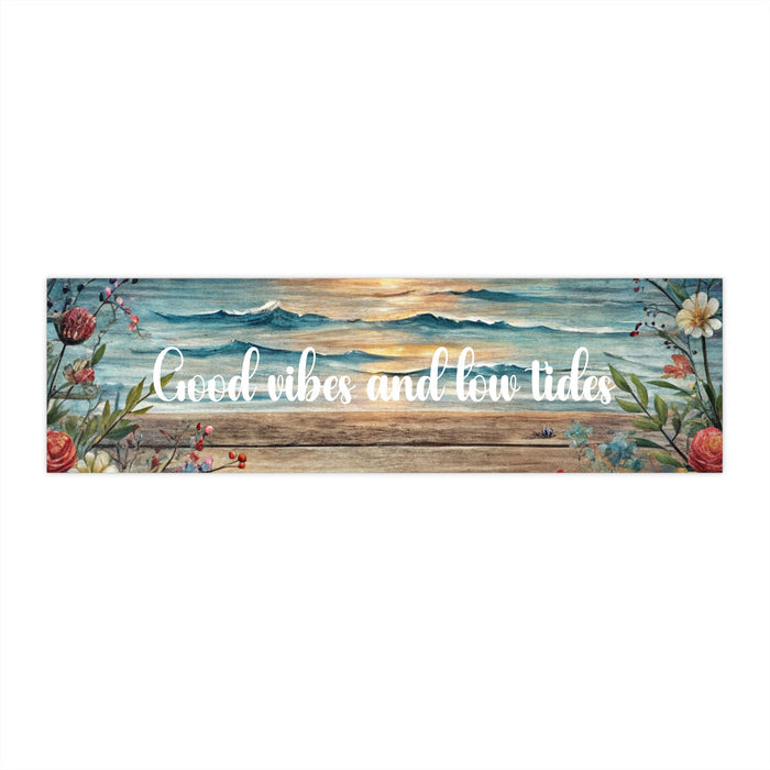 Good Vibes and Low Tides Bumper Sticker – Beach Coastal Car Decal Tropical Gift