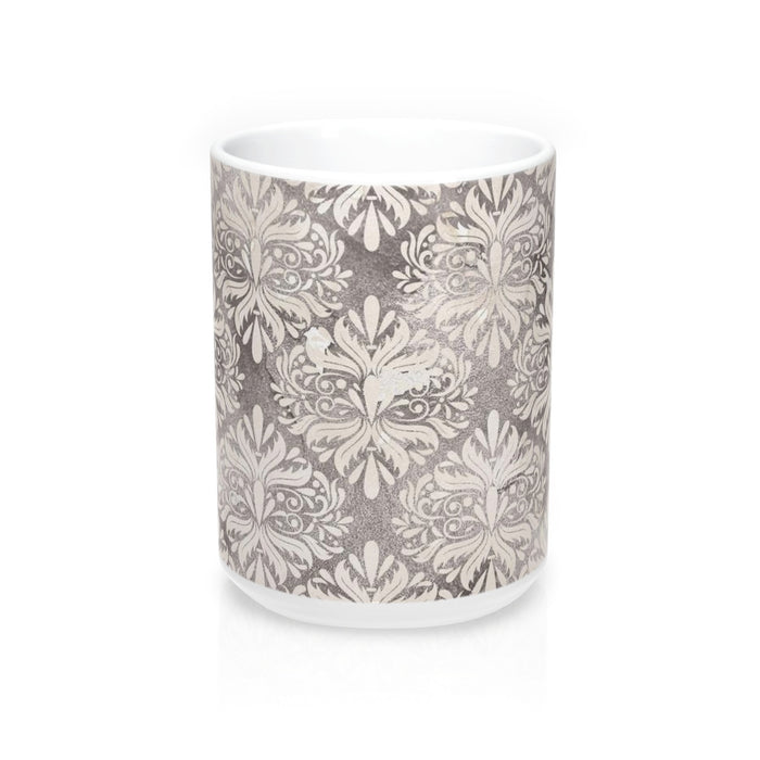 Grey Flower Coffee Mug 15oz