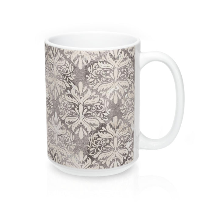 Grey Flower Coffee Mug 15oz