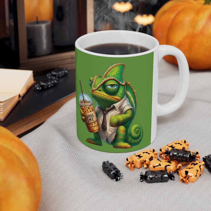Grumpy Chameleon Coffee Mug – Funny Reptile Cup | Coffee Lover Non-Morning Gift