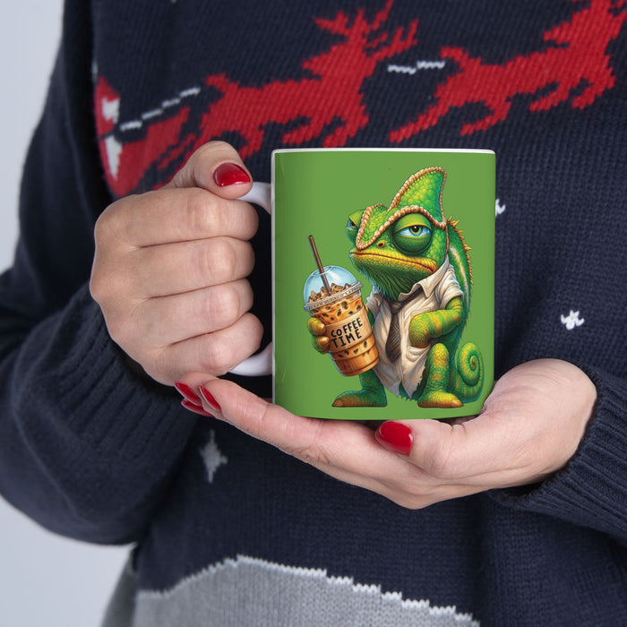 Grumpy Chameleon Coffee Mug – Funny Reptile Cup | Coffee Lover Non-Morning Gift