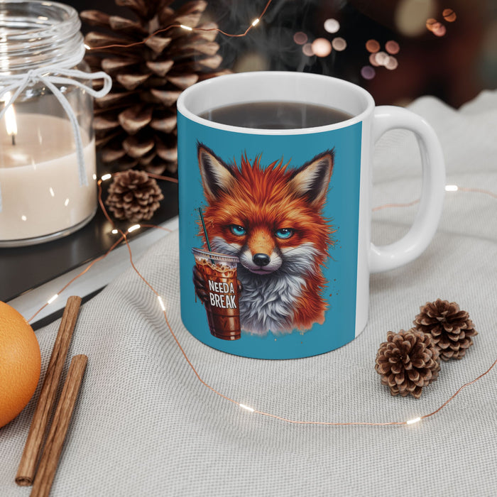 Grumpy Fox Coffee Mug – Funny Woodland Animal Cup | Need a Break Morning Gift