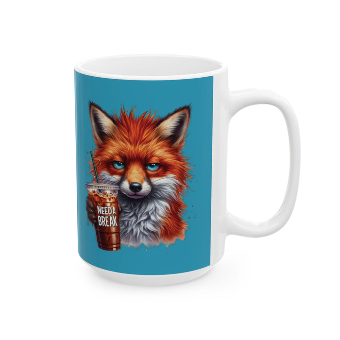 Grumpy Fox Coffee Mug – Funny Woodland Animal Cup | Need a Break Morning Gift