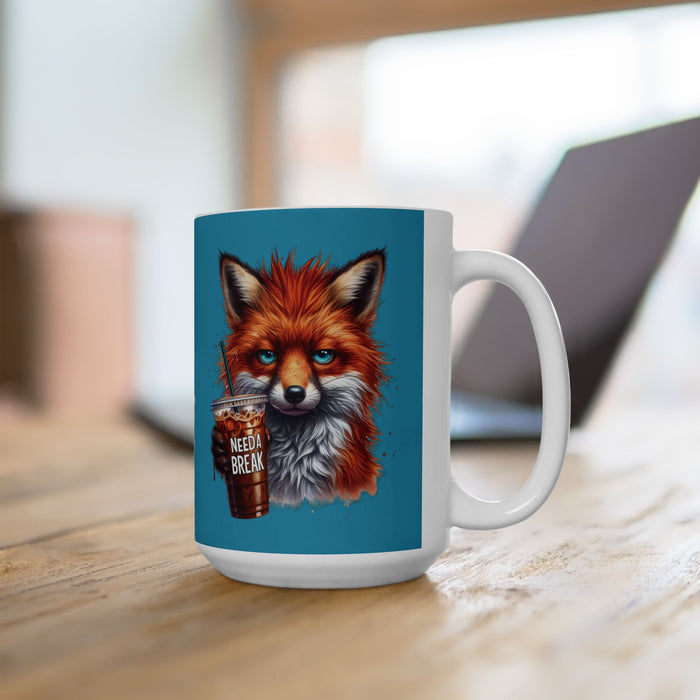 Grumpy Fox Coffee Mug – Funny Woodland Animal Cup | Need a Break Morning Gift