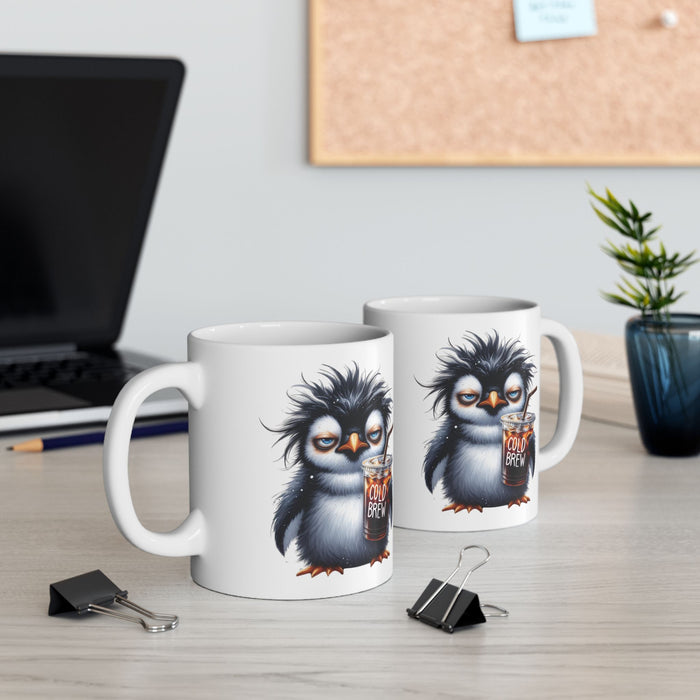 Grumpy Penguin Coffee Mug – Funny Cold Brew Animal Cup | Iced Coffee Lover Gift