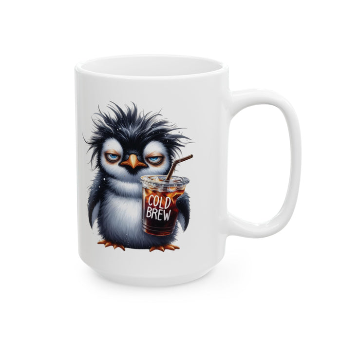 Grumpy Penguin Coffee Mug – Funny Cold Brew Animal Cup | Iced Coffee Lover Gift