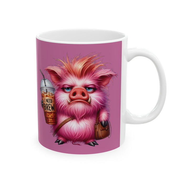 Grumpy Pig Coffee Mug – Funny Cute Animal Cup | I Need Brew Morning Coffee Gift
