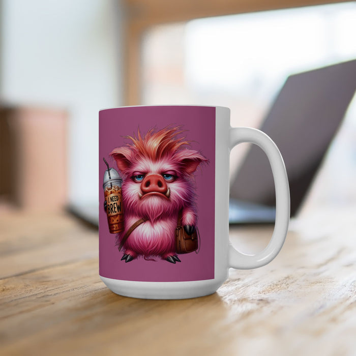 Grumpy Pig Coffee Mug – Funny Cute Animal Cup | I Need Brew Morning Coffee Gift