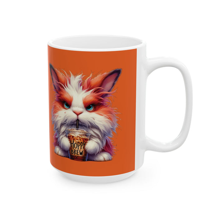 Grumpy Rabbit Coffee Mug – Funny Hoppy Brew Animal Cup | Iced Coffee Lover Gift