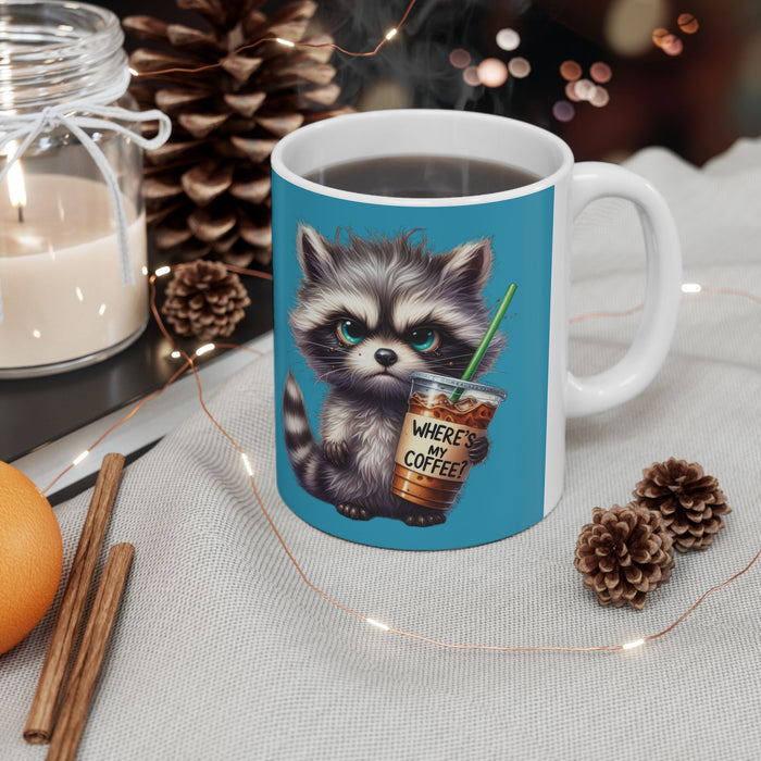 Grumpy Raccoon Coffee Mug – Funny Cute Animal Cup | Where’s My Coffee Iced Gift
