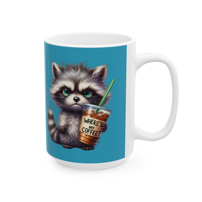 Grumpy Raccoon Coffee Mug – Funny Cute Animal Cup | Where’s My Coffee Iced Gift