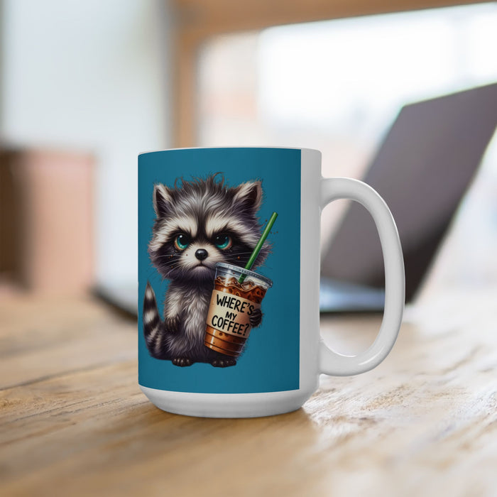 Grumpy Raccoon Coffee Mug – Funny Cute Animal Cup | Where’s My Coffee Iced Gift
