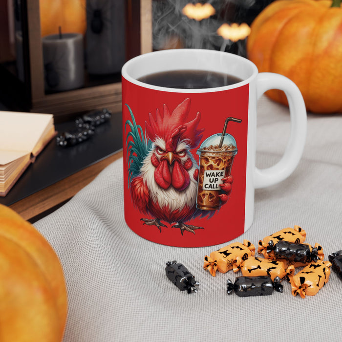 Grumpy Rooster Coffee Mug Funny Farm Animal Cup | Wake Up Call Iced Coffee Gift