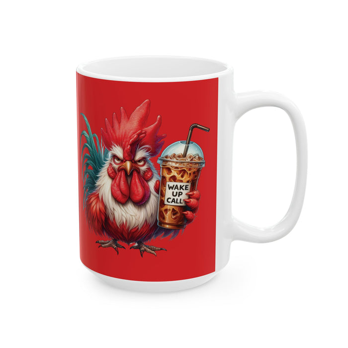 Grumpy Rooster Coffee Mug Funny Farm Animal Cup | Wake Up Call Iced Coffee Gift