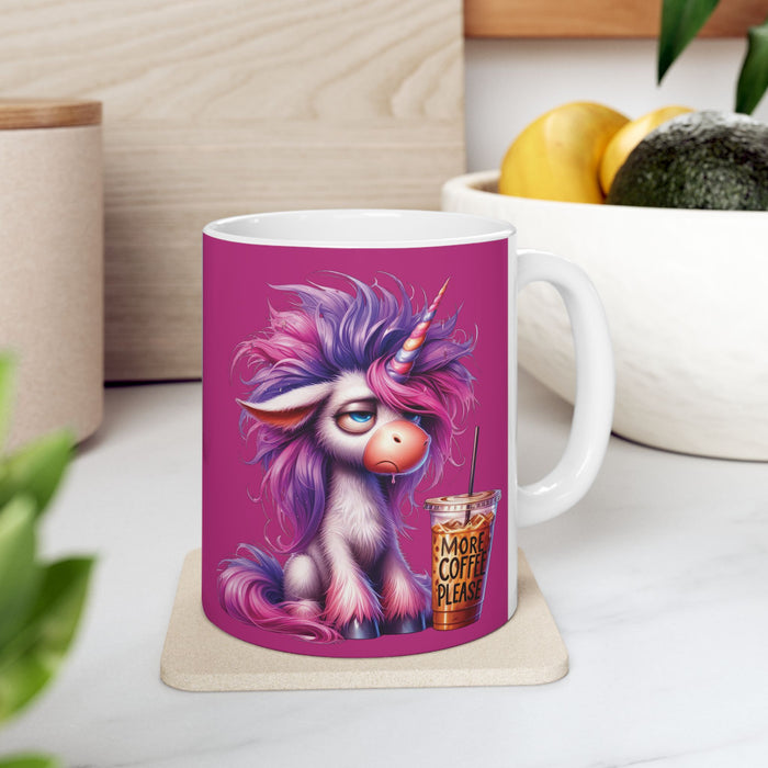 Grumpy Unicorn Coffee Mug – Funny Mythical Creature Cup More Coffee Please Gift