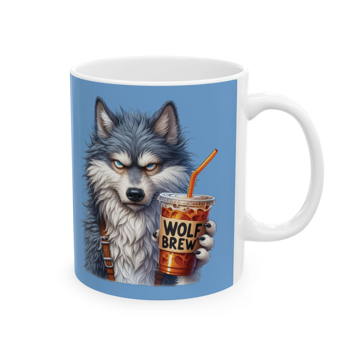 Grumpy Wolf Coffee Mug Funny Wild Animal Cup | Wolf Brew Iced Coffee Lover Gift