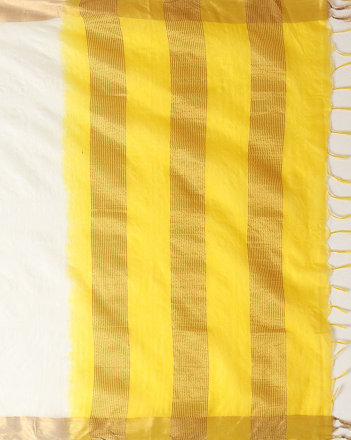 Handloom Kota Silk Dreamy Beige & Yellow Saree