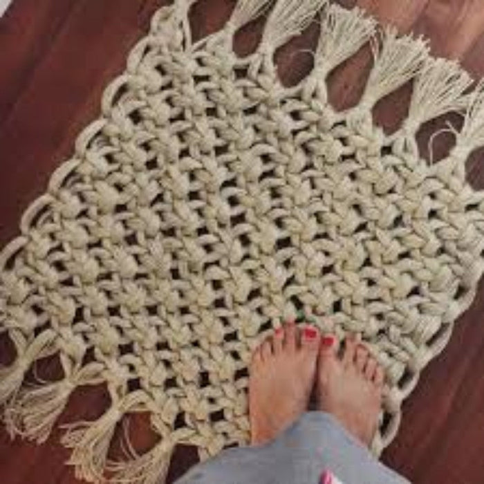 Macrame Door Mat 
Size: 16X16-Indiehaat