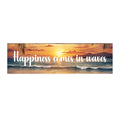 Happiness Comes in Waves Bumper Sticker – Beach Sunset Coastal Car Decal Gift