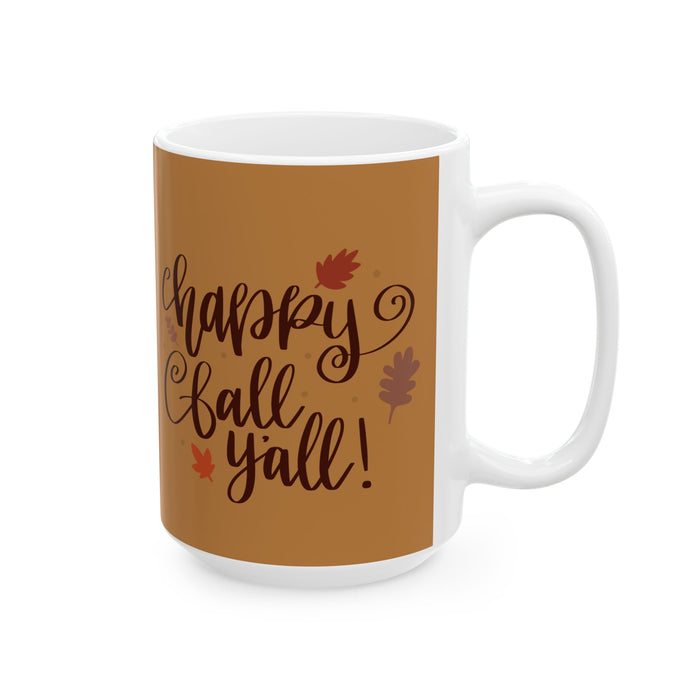 Happy Fall Autumn Harvest White Ceramic Coffee Mug
