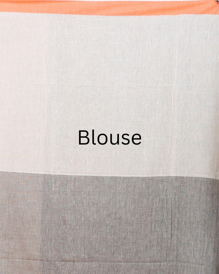 Indiehaat | Mulmul Cotton Off White Saree Contrast Pallu
