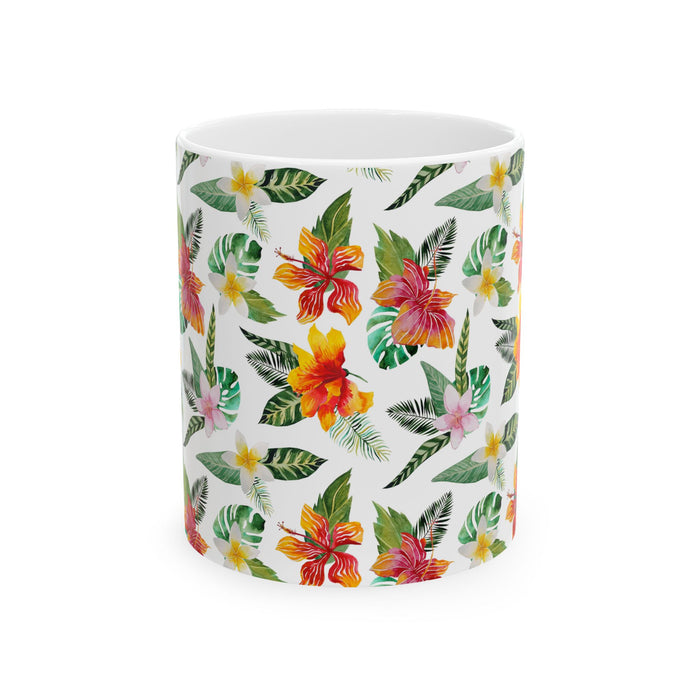 Hibiscus Flower Coffee Mug – Tropical Bloom Ceramic Cup, 2 Sizes Dishwasher Safe