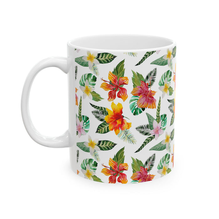 Hibiscus Flower Coffee Mug – Tropical Bloom Ceramic Cup, 2 Sizes Dishwasher Safe