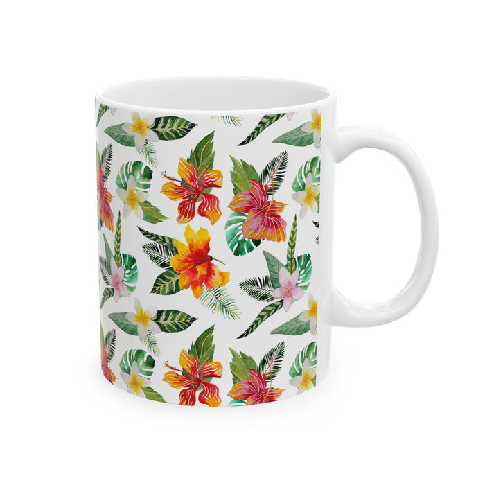 Hibiscus Flower Coffee Mug – Tropical Bloom Ceramic Cup, 2 Sizes Dishwasher Safe