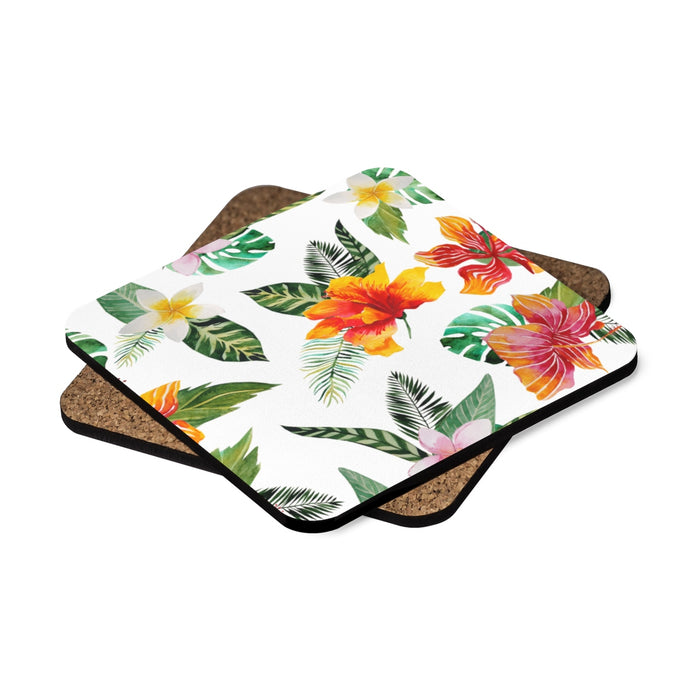 Hibiscus Square Hardboard Coaster Set - 4pcs