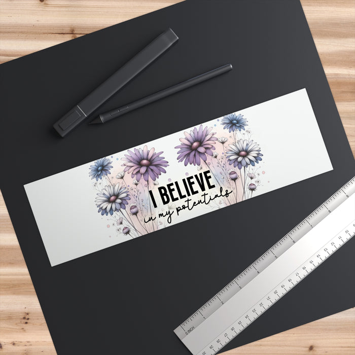 I Believe in My Potentials Floral Bumper Sticker Motivational Quote Decal