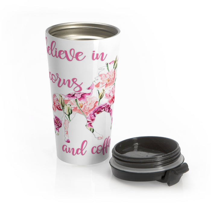 I believe in Unicorns and Coffee Stainless Steel Travel Mug