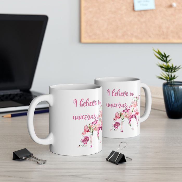 I Believe in Unicorns Ceramic Mug, Magical Unicorn Coffee Cup, Believe in Magic