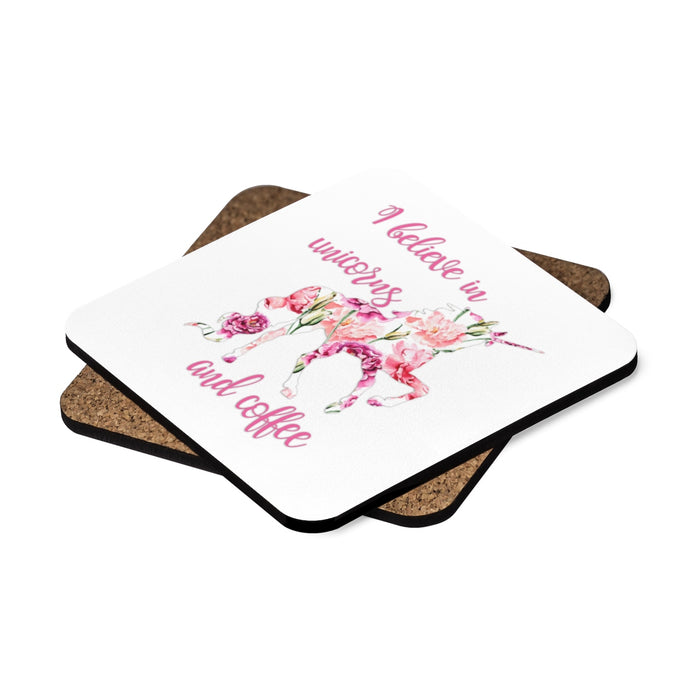 I Believe in Unicorns Square Hardboard Coaster Set - 4pcs