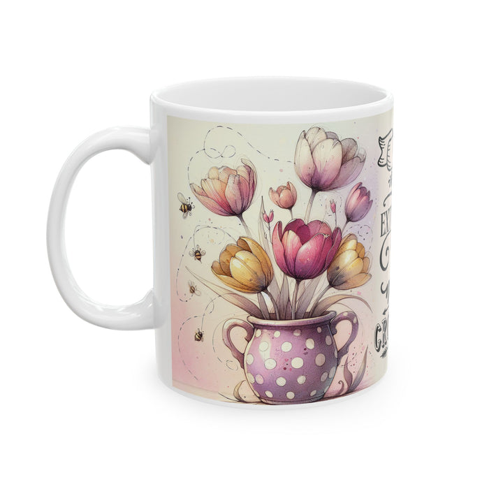 Inspirational Motivational Mug Go the Extra Mile Coffee Cup Floral Gift Women