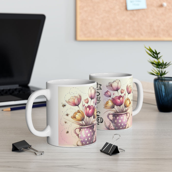 Inspirational Motivational Mug Go the Extra Mile Coffee Cup Floral Gift Women