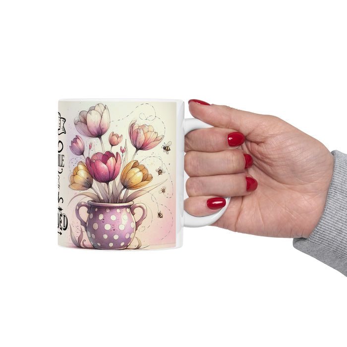 Inspirational Motivational Mug Go the Extra Mile Coffee Cup Floral Gift Women