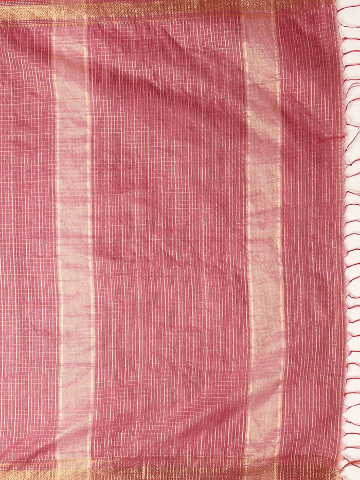 Indiehaat | Hand Dyed Kota Silk Check Saree Red