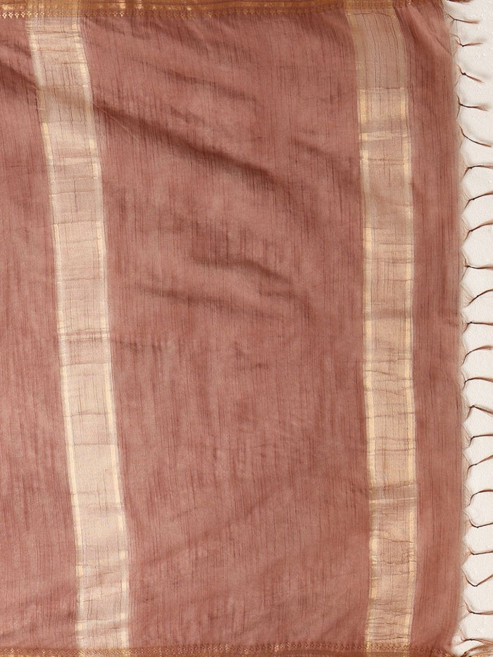 Indiehaat | Hand Dyed Kota Silk Check Saree Brown