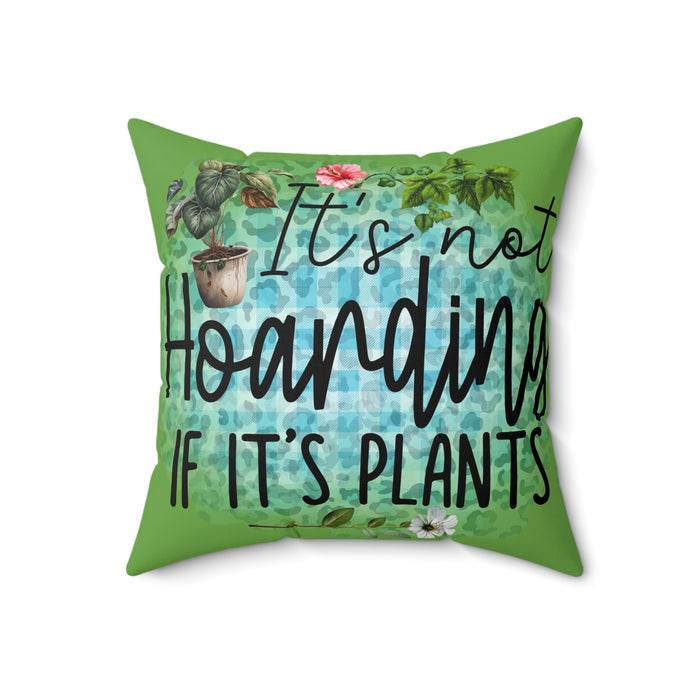 Decorative pillow with plant-themed text and illustrations on a white background