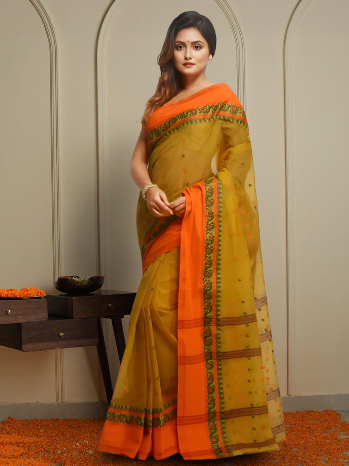 Indiehaat | Pure Cotton Jamdani Saree White