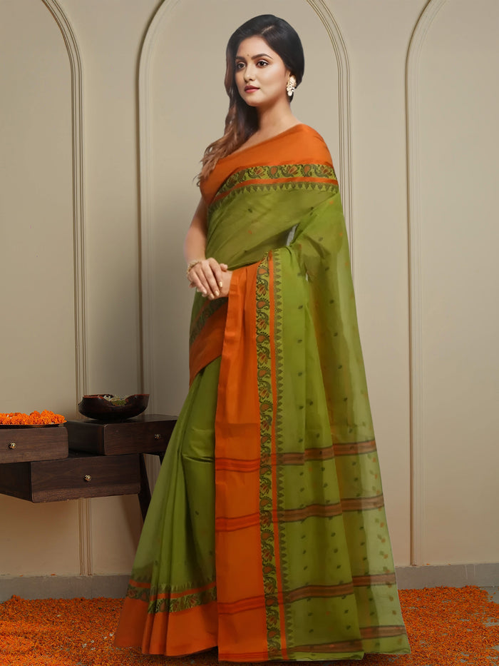 Indiehaat | Pure Cotton Jamdani Saree Red