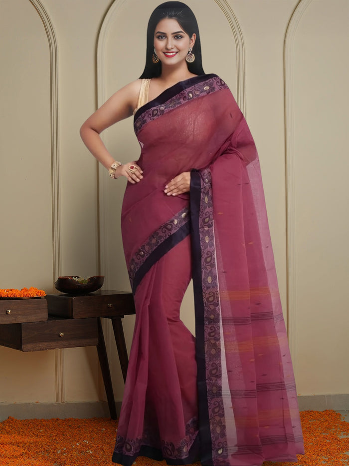 Indiehaat | Pure Cotton Jamdani Saree Gray