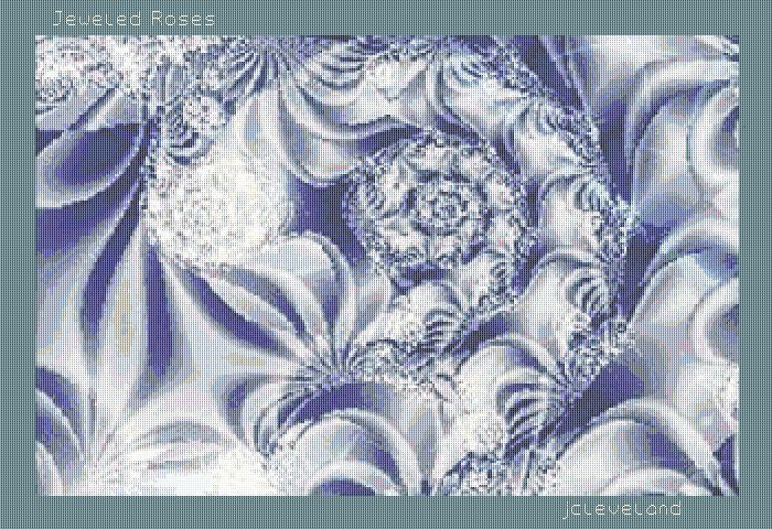 Jeweled Roses, Fractal, Counted Cross Stitch Pattern, Download Printable